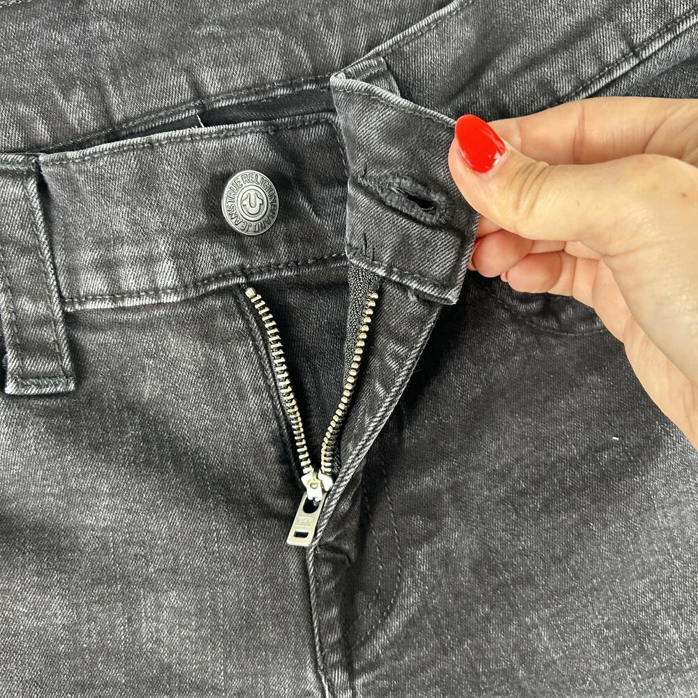 True Religion Geno Relaxed Slim Jeans Mens 29x30 Charcoal Gray Denim Tapered